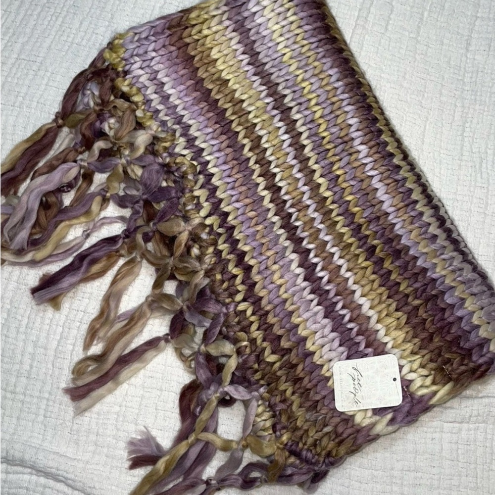 Free People Blanket Scarf Cozy Fringed All Mine Purple Combo NWT